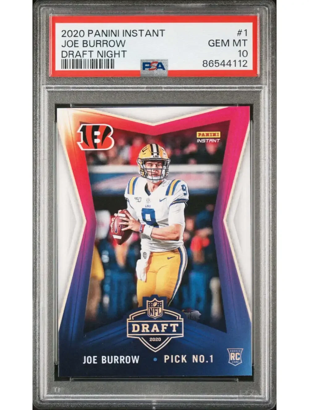 Joe Burrow 2020 Panini NFL Draft Night Football Card 1 of 8156 PSA 10 GEM MINT